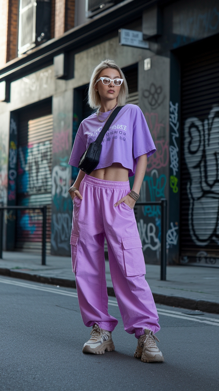 Summer Vibes: Y2K Cargo Pants with Stylish Accessories outfit idea