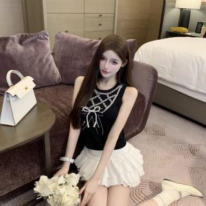 Yuan Ying Style Heavy-Duty Ice Silk Knitted Vest - Trendy Korean Style Top for Effortless Layering