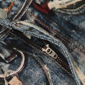 Concert Outfit 3D Digital Printed Chain Straight Jeans