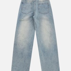 Concert Outfit 3D Zip Up Pocket Straight-Leg Jeans