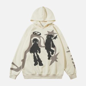 Concert Outfit Abstract Angel Print Pullover Hoodie