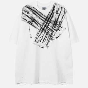 Concert Outfit Abstract Paint Ripped Tee