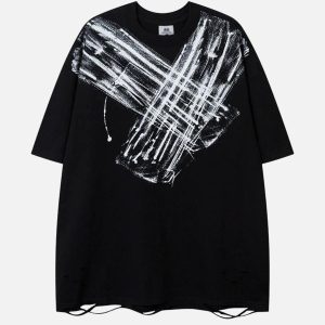 Concert Outfit Abstract Paint Ripped Tee