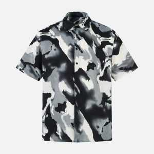 Concert Outfit Abstract Tie-Dye Print Shirt