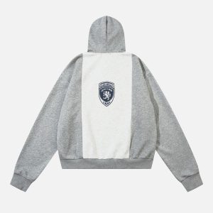 Concert Outfit Academic Style Assembled Color Blocking Hoodie