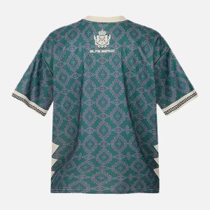 Concert Outfit Always Strive Green Patterned Jersey V-Neck T-Shirt