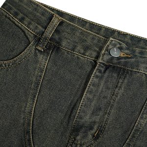 Concert Outfit American Distressed Retro Multi-Pocket Workwear Washed Jeans