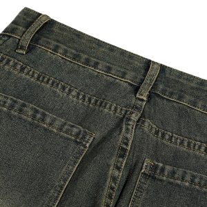 Concert Outfit American Distressed Retro Multi-Pocket Workwear Washed Jeans