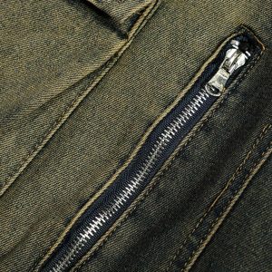 Concert Outfit American Distressed Retro Multi-Pocket Workwear Washed Jeans