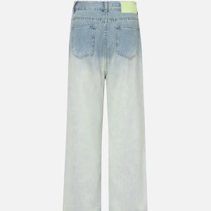 Concert Outfit American Gradient Bleach Wash Vintage Jeans