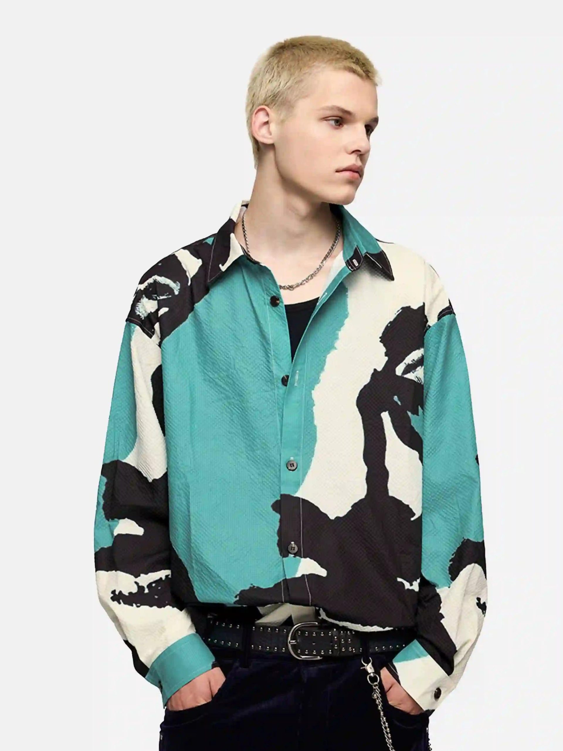 Concert Outfit American Graffiti Abstract Portrait Seersucker Shirt Concert Outfit American Graffiti Abstract Portrait Seersucker Shirt