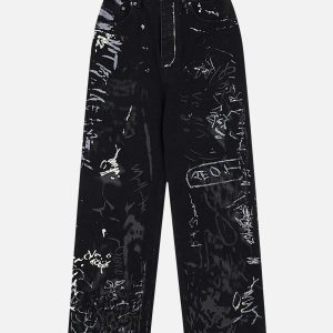 Concert Outfit American Graffiti Letter Print Jeans