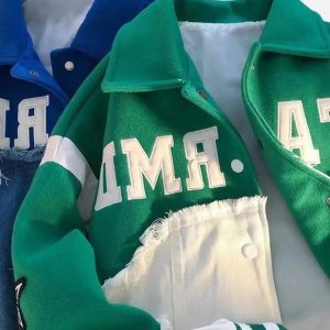 Concert Outfit American High Street Denim Fabric Splicing Baseball Jacket