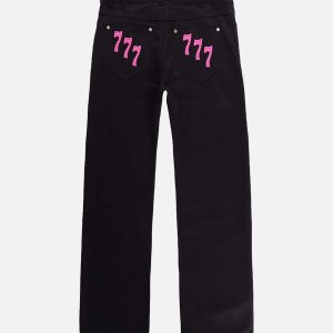 Concert Outfit American High Street Digital Embroidered Jeans