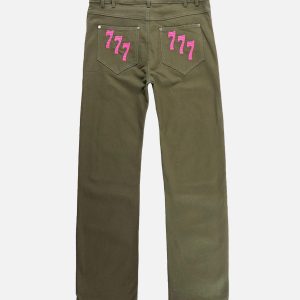 Concert Outfit American High Street Digital Embroidered Jeans