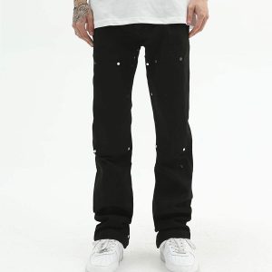 Concert Outfit American High Street Digital Embroidered Jeans