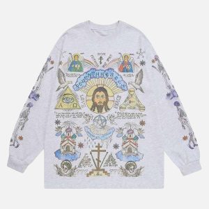 Concert Outfit American High Street Graffiti Long Sleeve T-Shirt