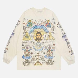Concert Outfit American High Street Graffiti Long Sleeve T-Shirt