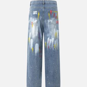 Concert Outfit American Hip-Hop Painted Personalized Jeans