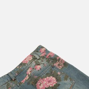 Concert Outfit American Hip-Hop Vintage Rose Jeans