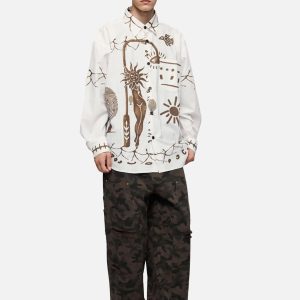 Concert Outfit American Mayan Abstract Mural Shirt