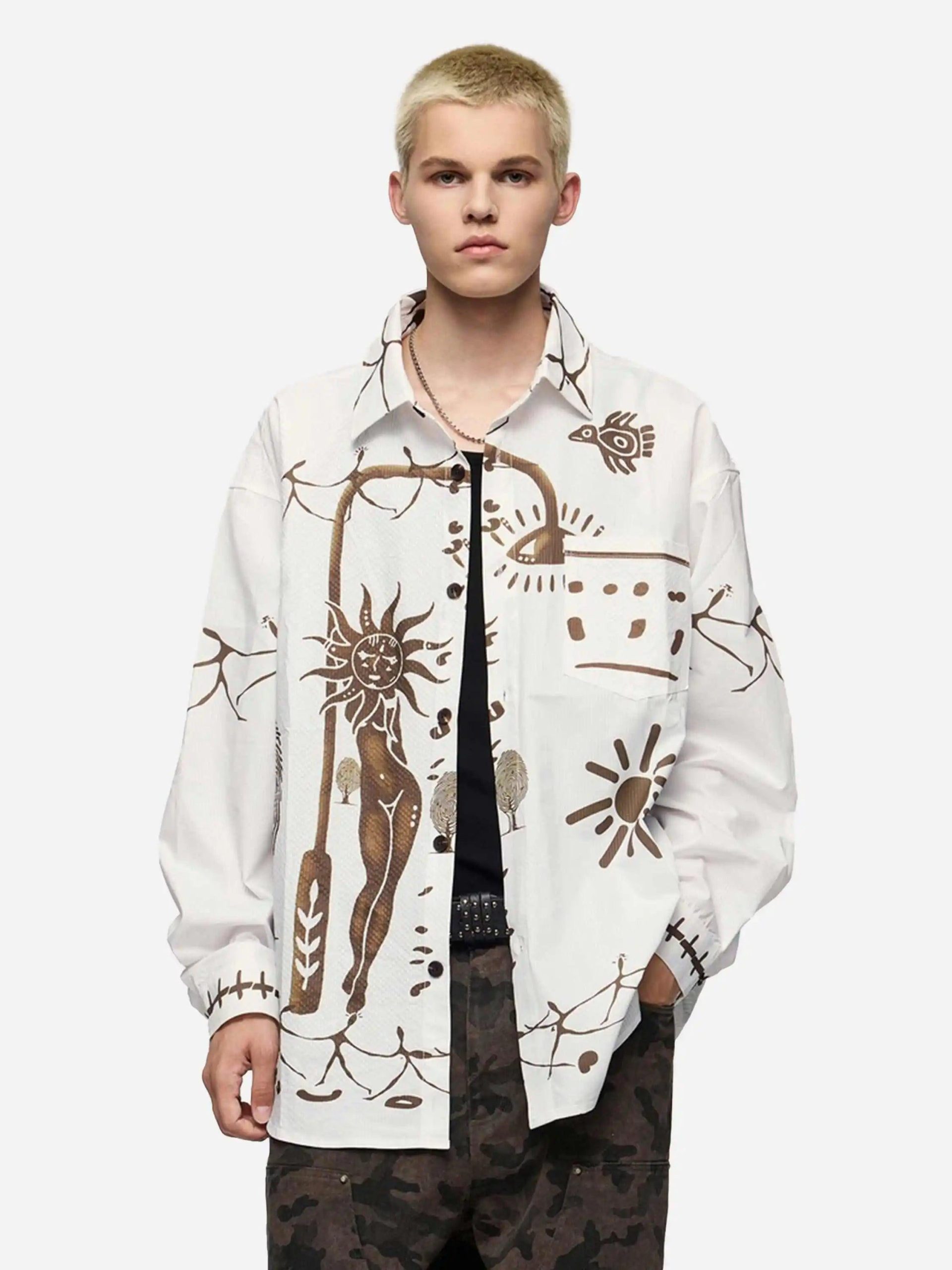 Concert Outfit American Mayan Abstract Mural Shirt Concert Outfit American Mayan Abstract Mural Shirt