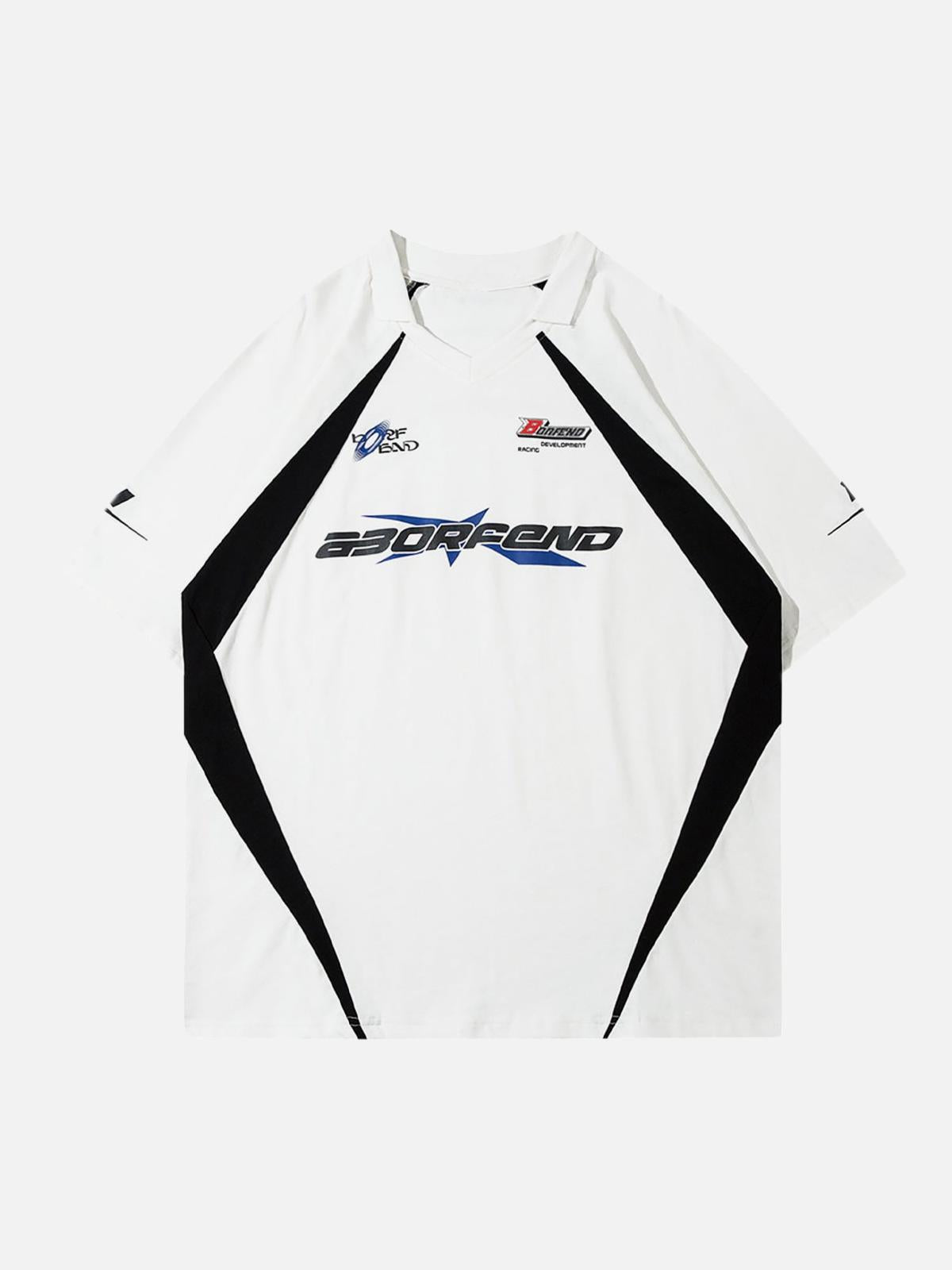 Concert Outfit American Patchwork Vintage Lapel T-Shirt Concert Outfit American Patchwork Vintage Lapel T-Shirt