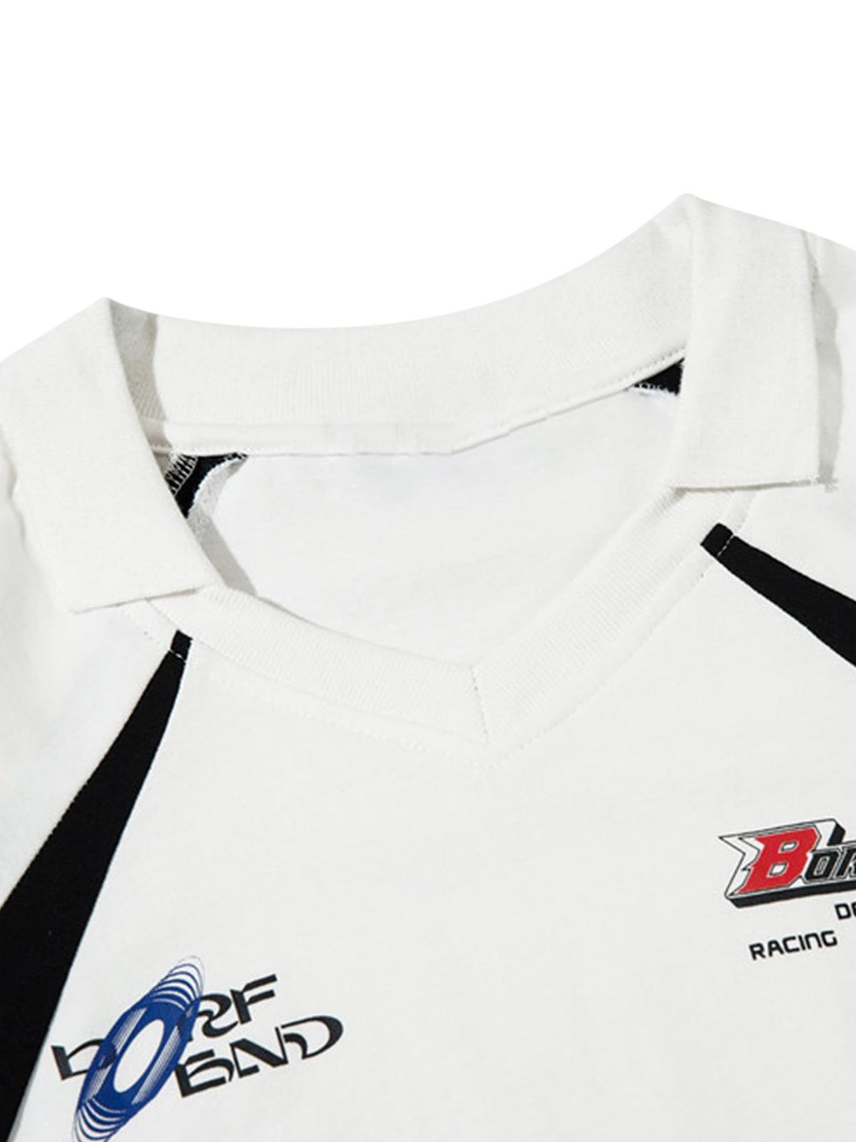 Concert Outfit American Patchwork Vintage Lapel T-Shirt Concert Outfit American Patchwork Vintage Lapel T-Shirt