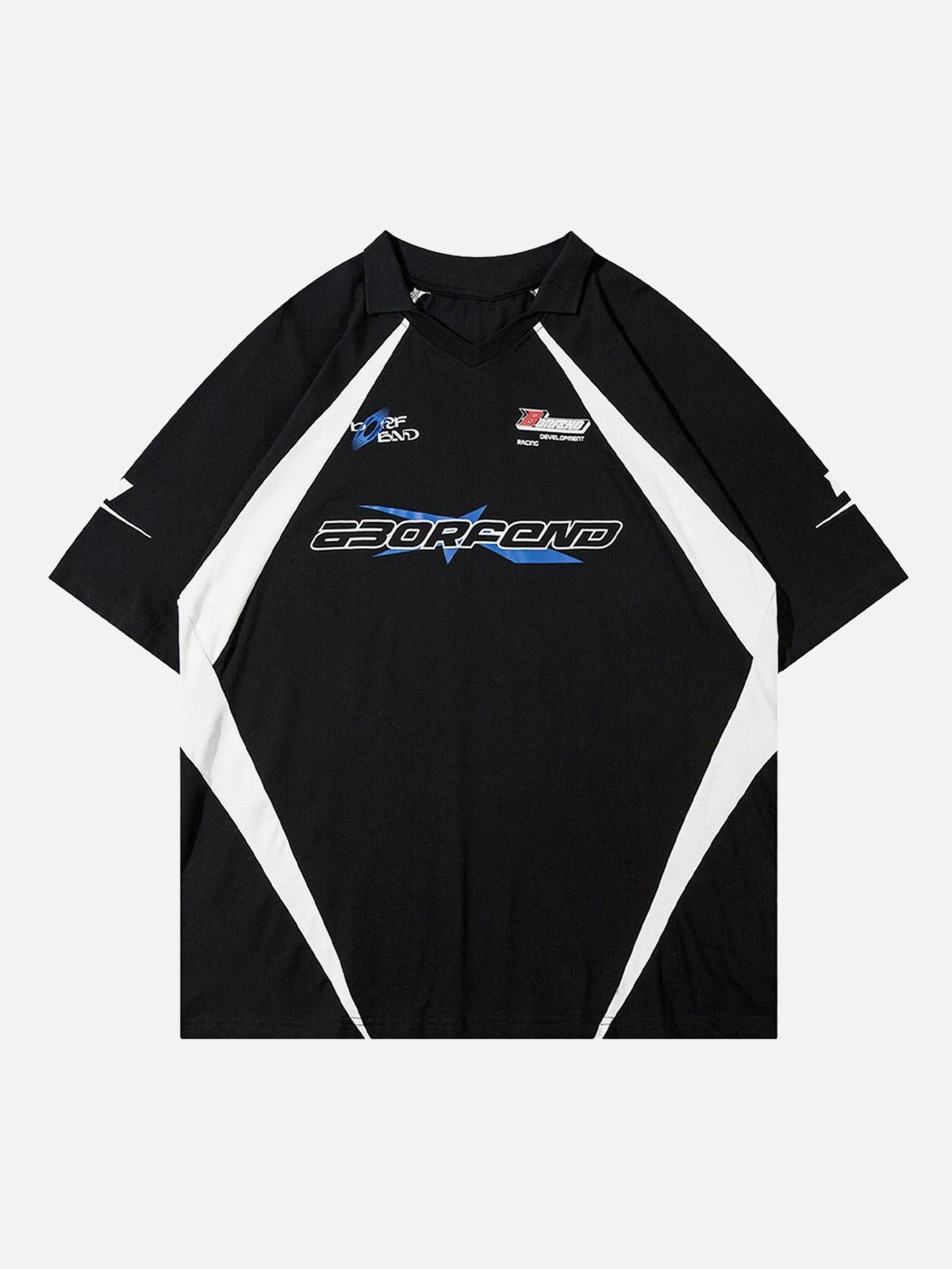 Concert Outfit American Patchwork Vintage Lapel T-Shirt Concert Outfit American Patchwork Vintage Lapel T-Shirt