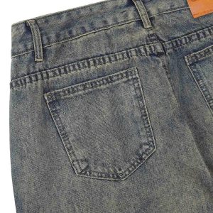 Concert Outfit American Retro Contrast Washed Jeans