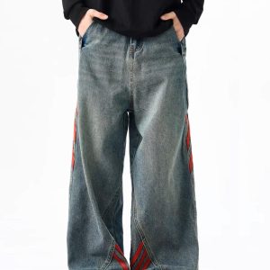 Concert Outfit American Retro Contrast Washed Jeans