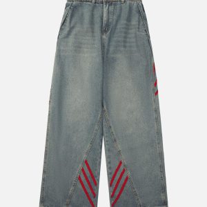 Concert Outfit American Retro Contrast Washed Jeans