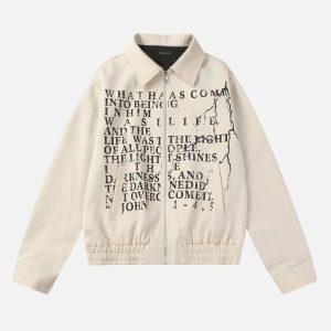 Concert Outfit American Retro Distressed Letter Print Jacket