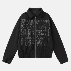 Concert Outfit American Retro Distressed Letter Print Jacket