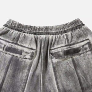 Concert Outfit American Retro Distressed Multi-Pocket Cargo Shorts