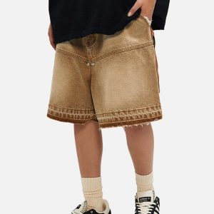 Concert Outfit American Retro Distressed Washed Denim Shorts