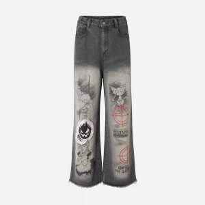 Concert Outfit American Retro Embroidered Dopamine Jeans