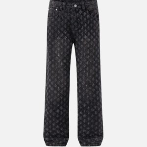 Concert Outfit American Retro Floral Personalized Jeans