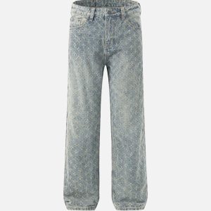 Concert Outfit American Retro Floral Personalized Jeans