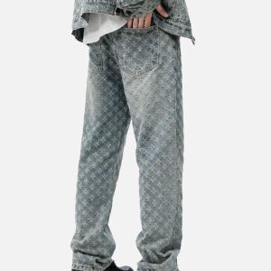 Concert Outfit American Retro Floral Personalized Jeans