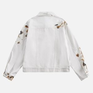 Concert Outfit American Retro Lace Patchwork Denim Jacket