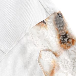 Concert Outfit American Retro Lace Patchwork Denim Jacket