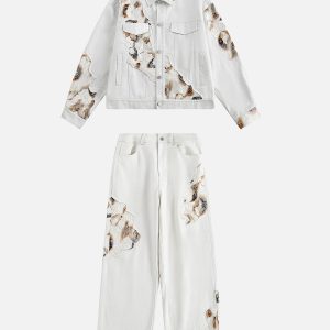 Concert Outfit American Retro Lace Patchwork Jeans