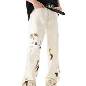 Concert Outfit American Retro Lace Patchwork Jeans