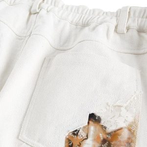 Concert Outfit American Retro Lace Patchwork Jeans