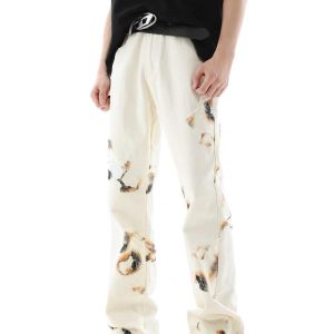 Concert Outfit American Retro Lace Patchwork Jeans