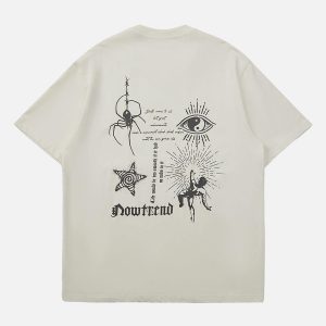 Concert Outfit American Retro Mural Spider Street Rap T-Shirt