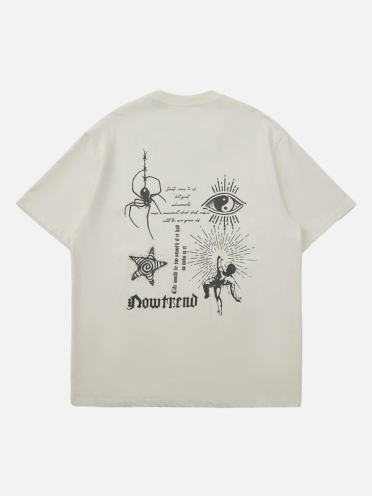 Concert Outfit American Retro Mural Spider Street Rap T-Shirt Concert Outfit American Retro Mural Spider Street Rap T-Shirt