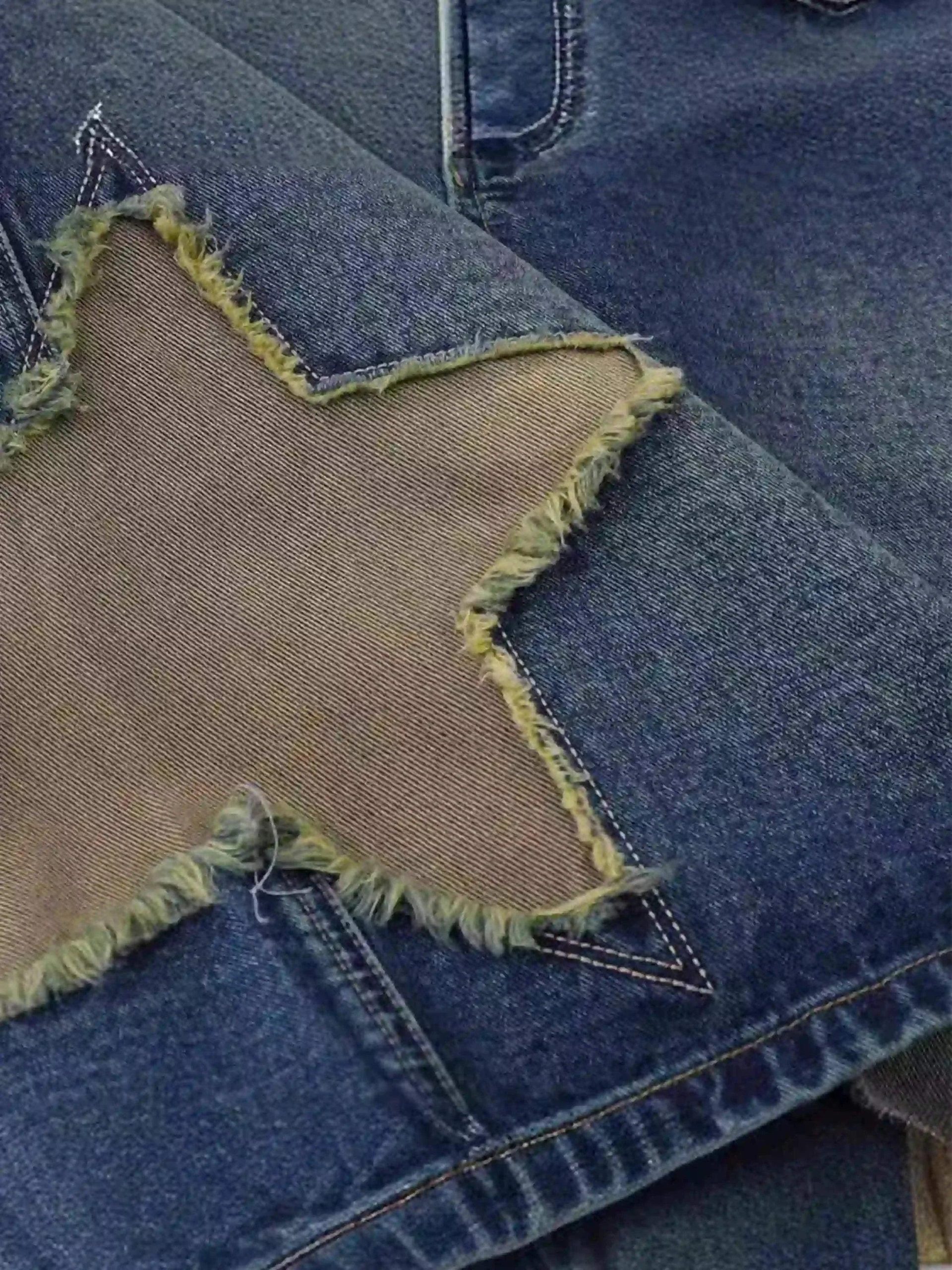 Concert Outfit American Retro Patchwork Denim Shorts Concert Outfit American Retro Patchwork Denim Shorts