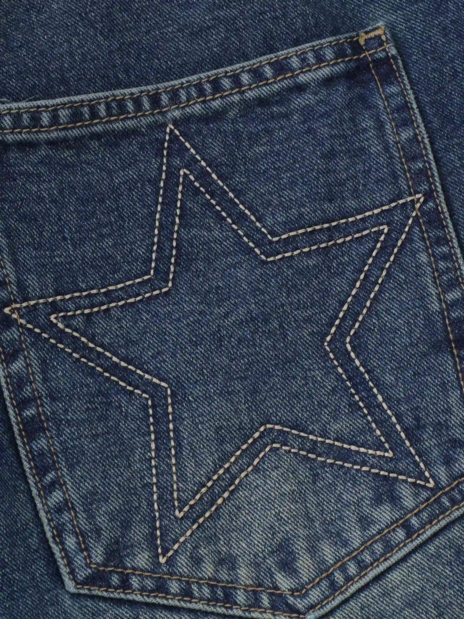 Concert Outfit American Retro Patchwork Denim Shorts Concert Outfit American Retro Patchwork Denim Shorts